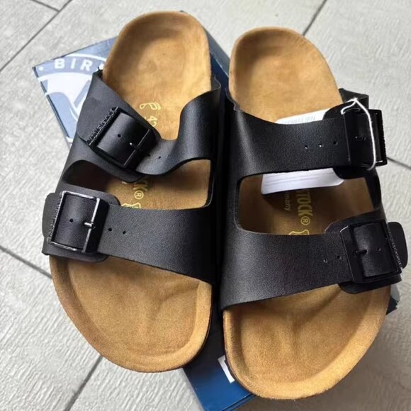 Birkenstock Arizona Sandals | Black | Classic Two-Strap | Unisex· - Picture 1 of 6